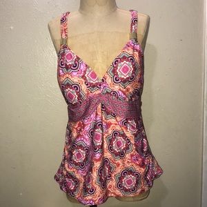 ALEX MARIE,Paisley tankini top swimwear.size L.